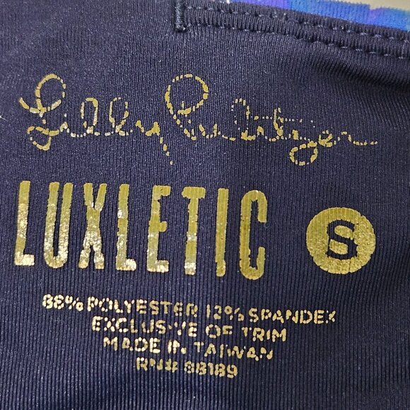 Lilly Pulitzer Weekender Midi Legging Luxletic Small In Too Deep Blue Mesh Hem - Picture 4 of 7